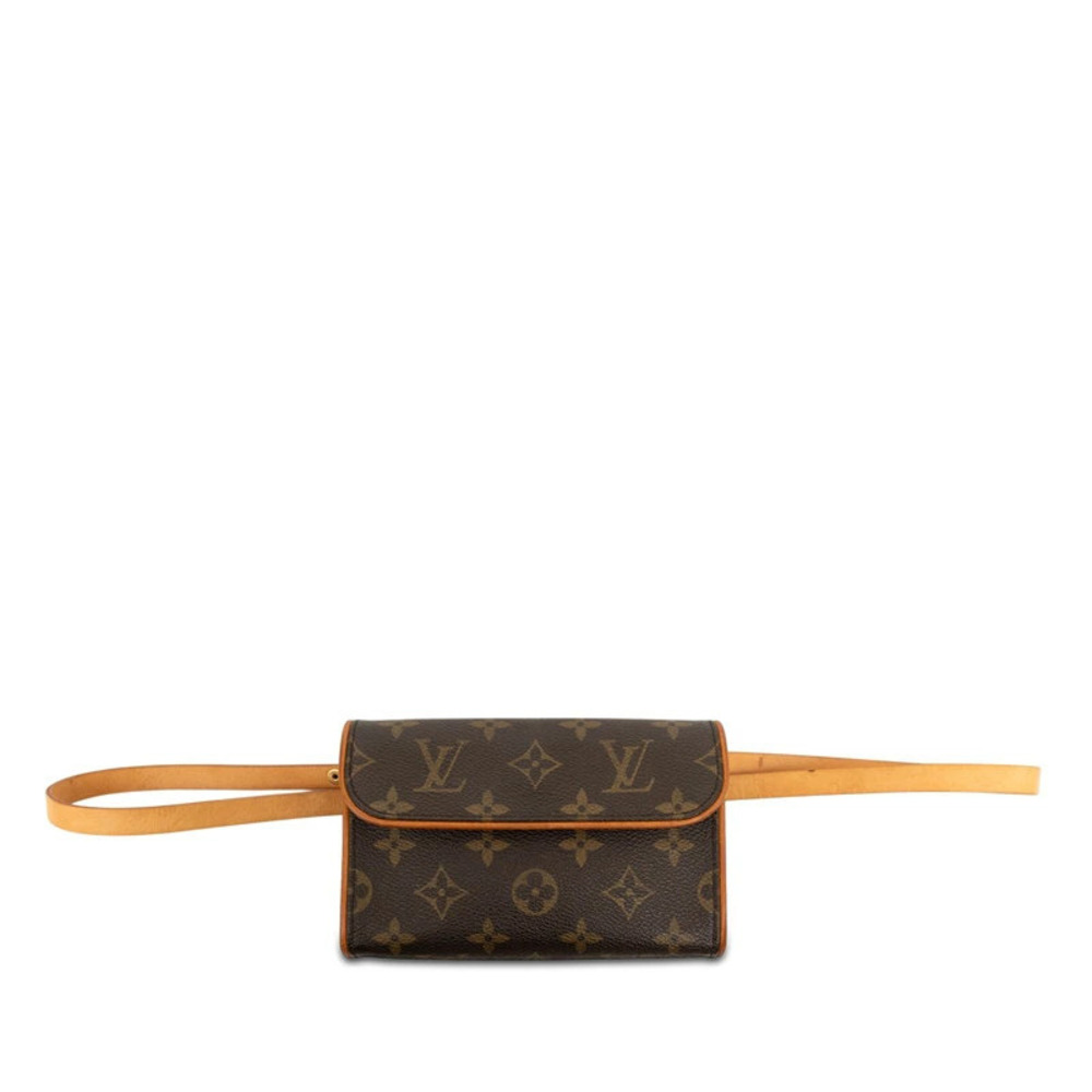 Louis Vuitton Monogram Florentine Pochette Body Bag Waist Brown Leather